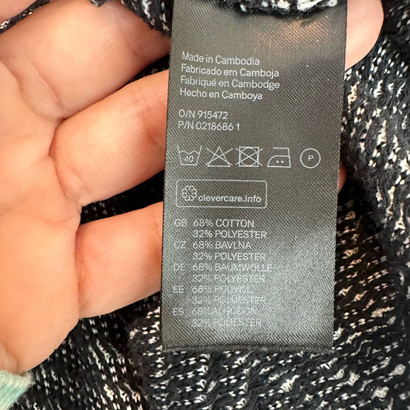 Divided black white geometric print short sleeves open front cardigan M - Picture 4 of 6